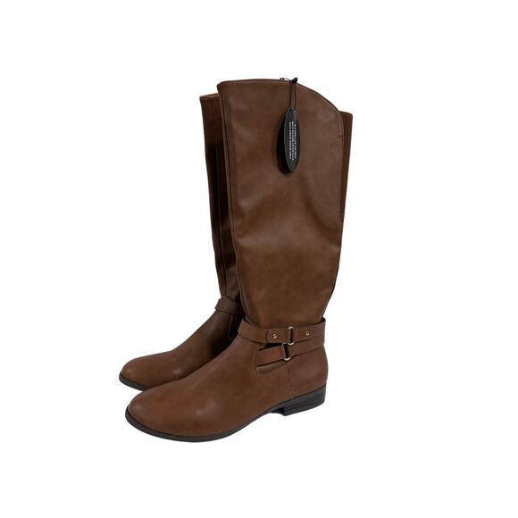 ShoeDazzle Reena Brown Snake Tall Boots Flat Knee High Faux Snakeprint Y2K 9.5 - Picture 1 of 11